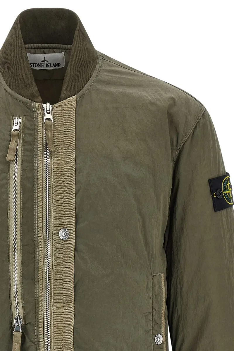 Stone Island Logo Patch Zipped Bomber Jacket