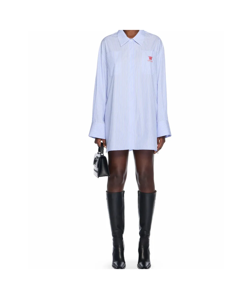 Striped Poplin Shirt Mini Dress