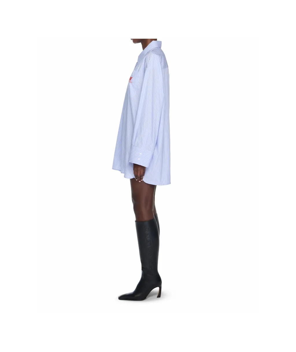 Striped Poplin Shirt Mini Dress
