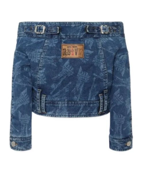 Dsquared2 X Vaquera Offer-Shoulder Cropped Denim Jacket