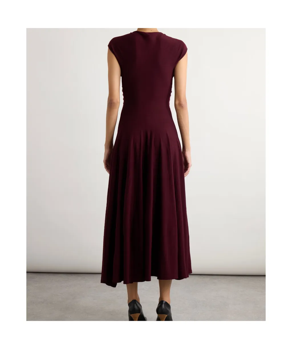Pleated Wool Midi Dress