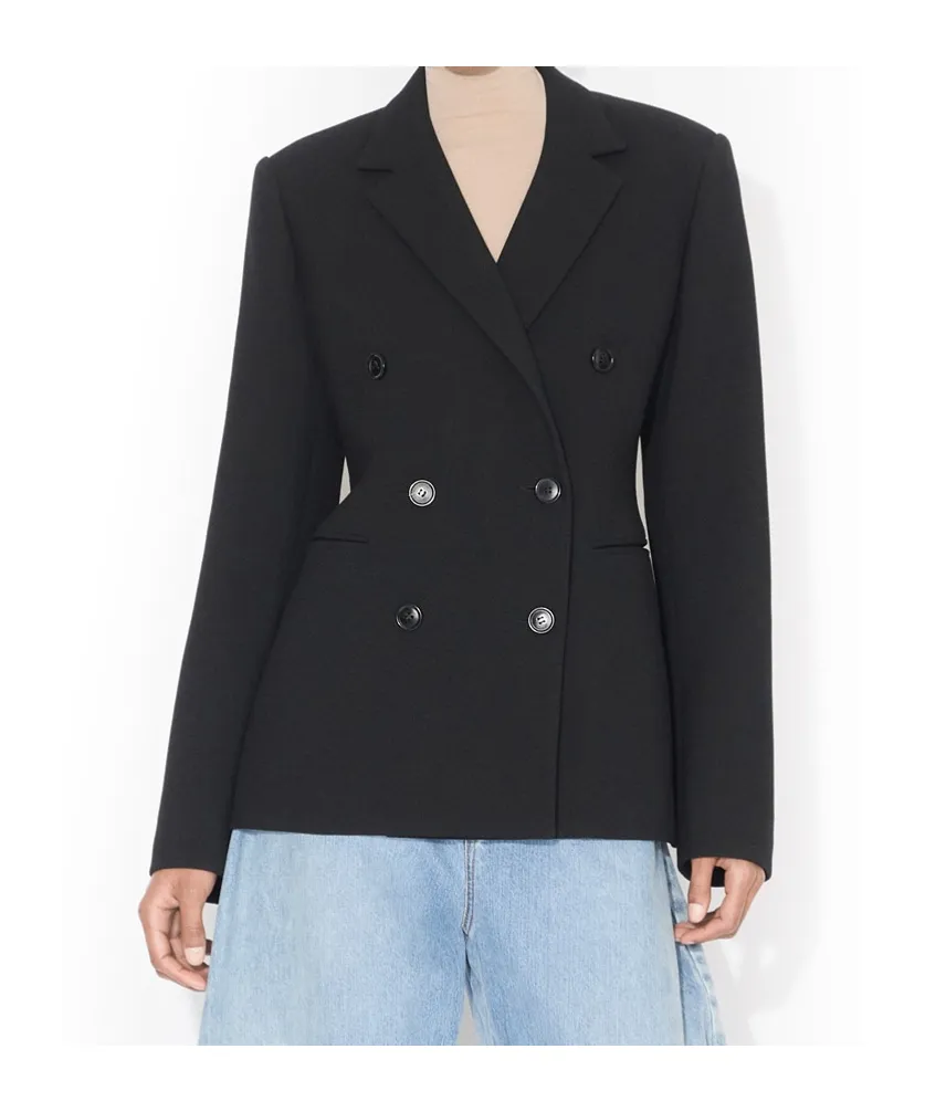 Wool Crepe Cinched Blazer