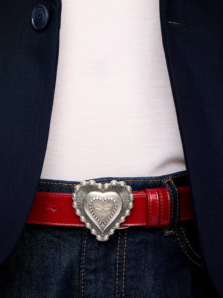 Patent Leather Belt With A Crinkled Effect