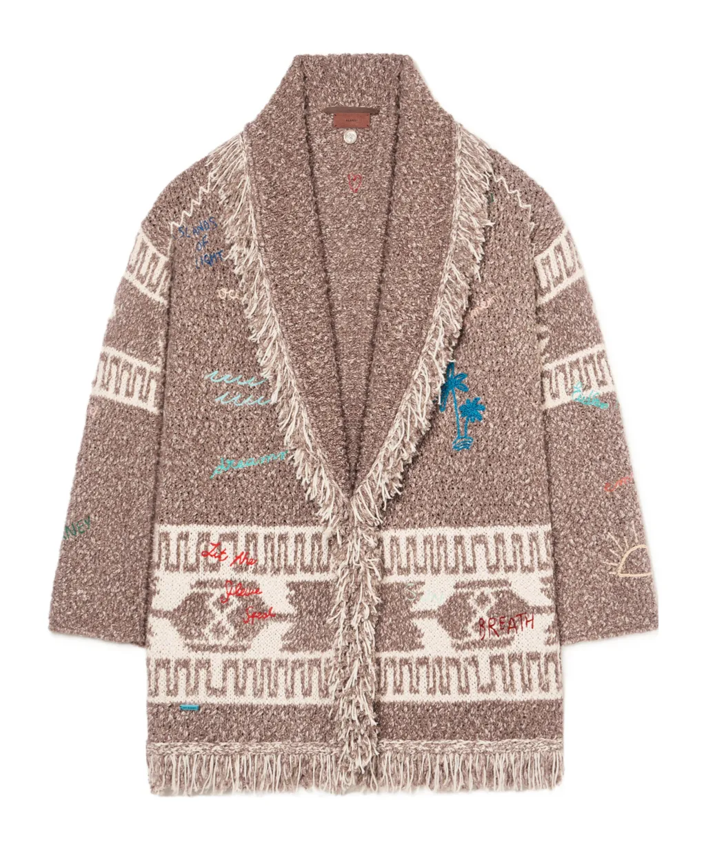Written By The Ocean Fringed Patterned Cardi-Coat