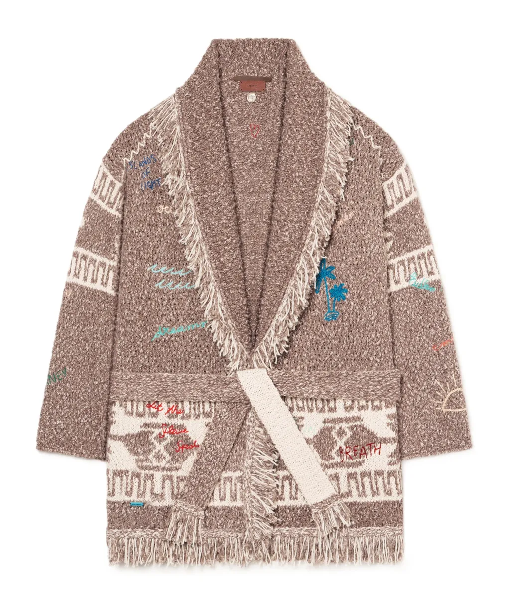 Written By The Ocean Fringed Patterned Cardi-Coat