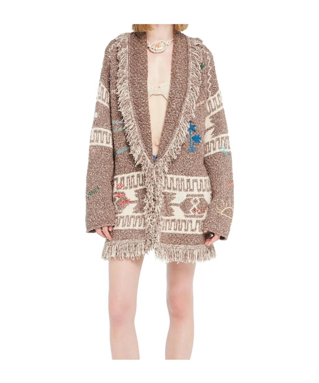 Written By The Ocean Fringed Patterned Cardi-Coat