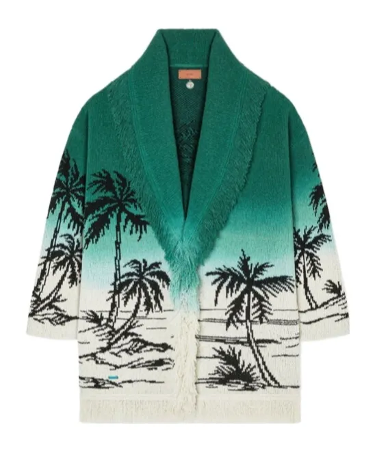 Wave Bloom Fringed Cardi-Coat