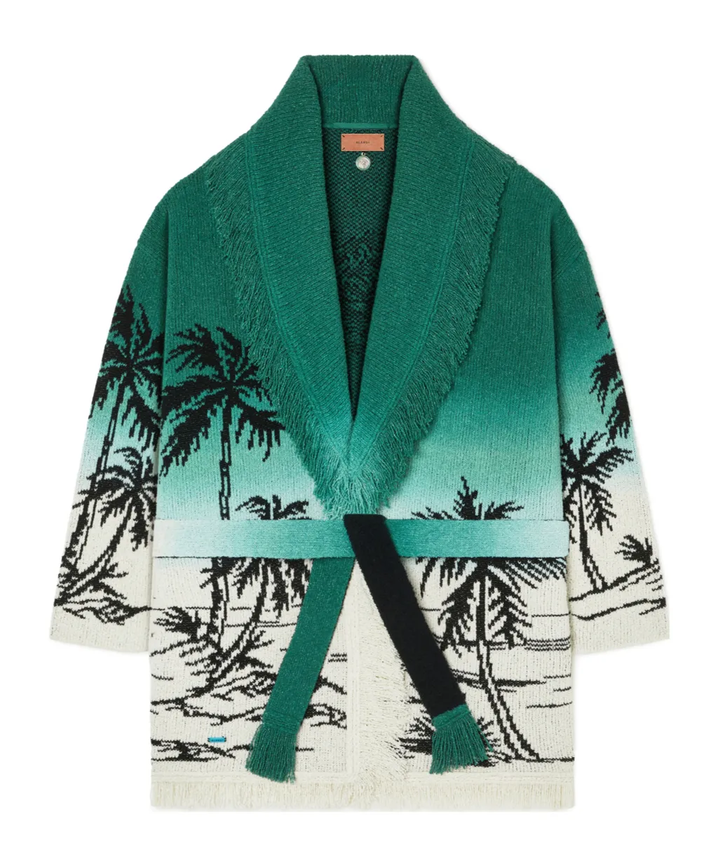 Wave Bloom Fringed Cardi-Coat