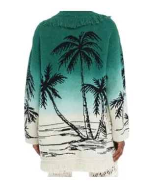 Wave Bloom Fringed Cardi-Coat