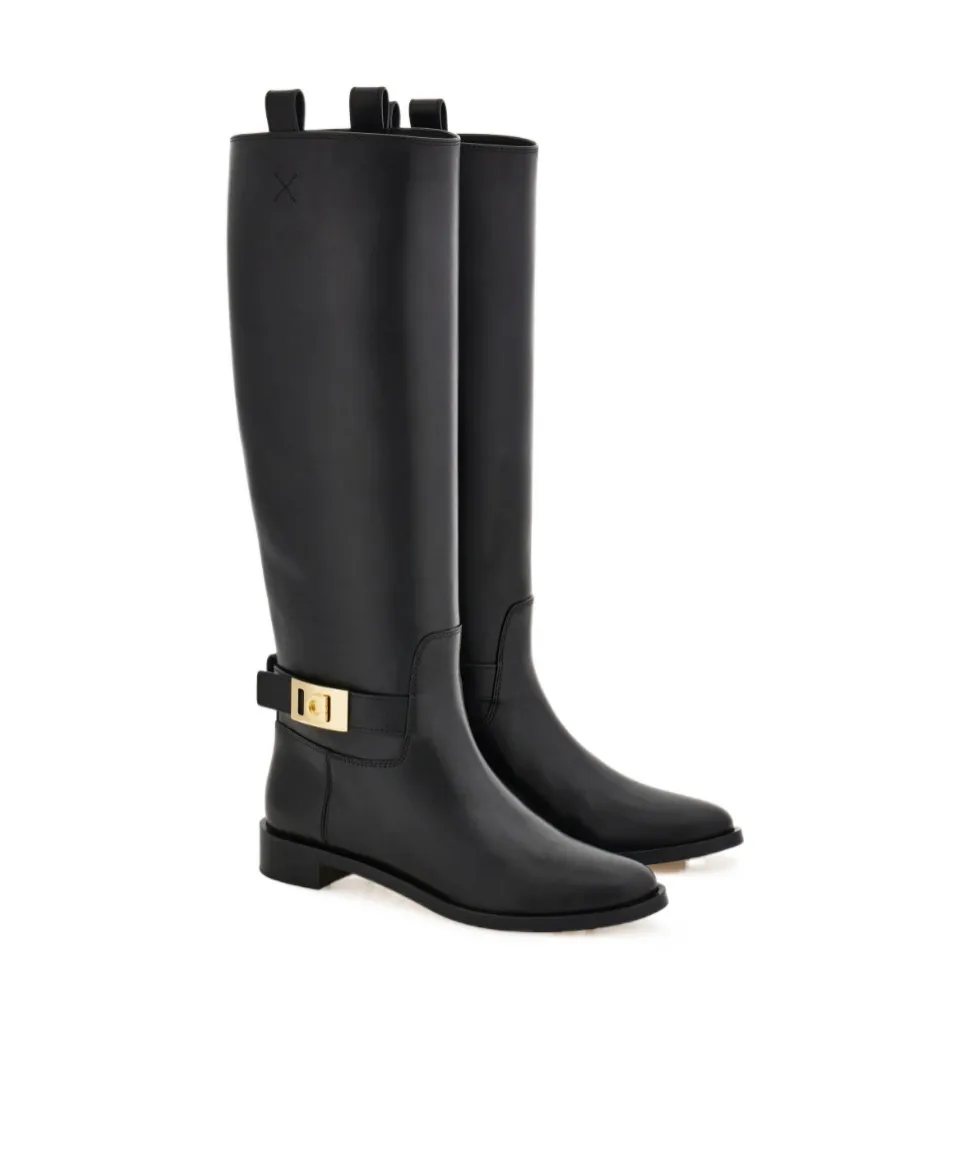 Knee High Boot With Hug Buckle Detail