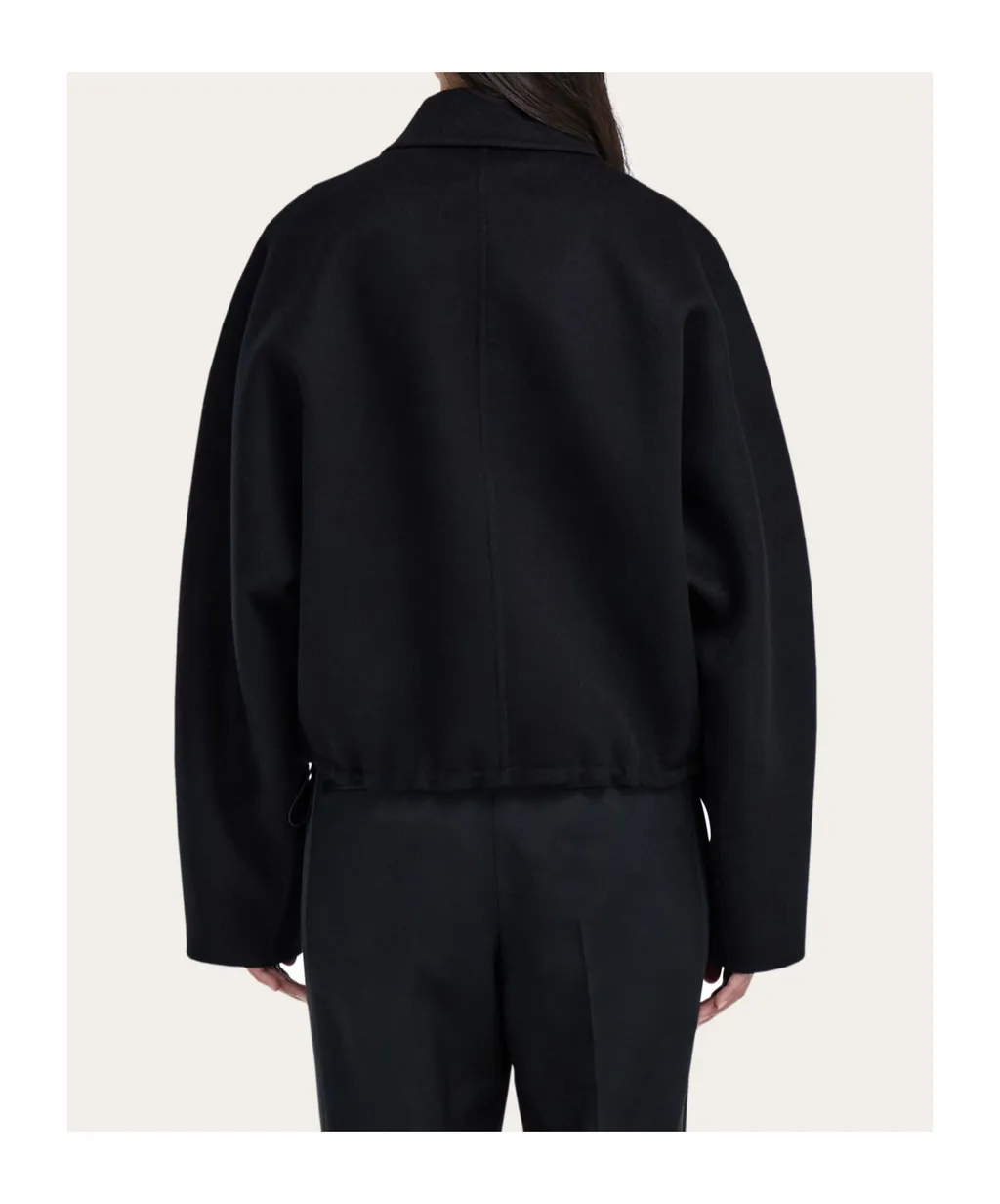 Cashmere Blend Cropped Bomber Jacket