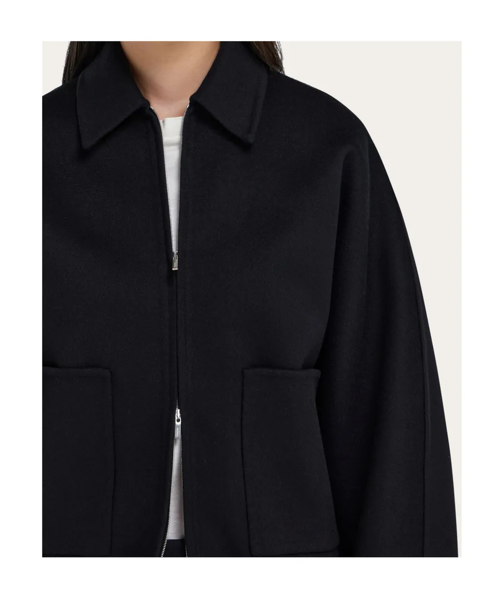 Cashmere Blend Cropped Bomber Jacket