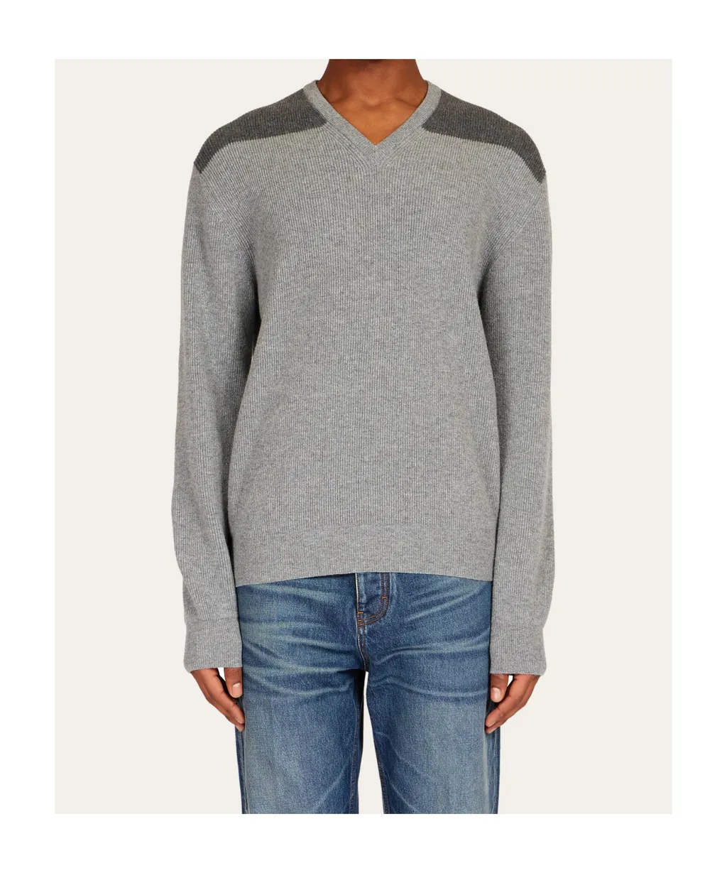 V-Neck Sweater With Stripe Detail