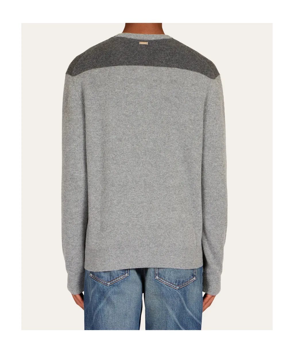 V-Neck Sweater With Stripe Detail