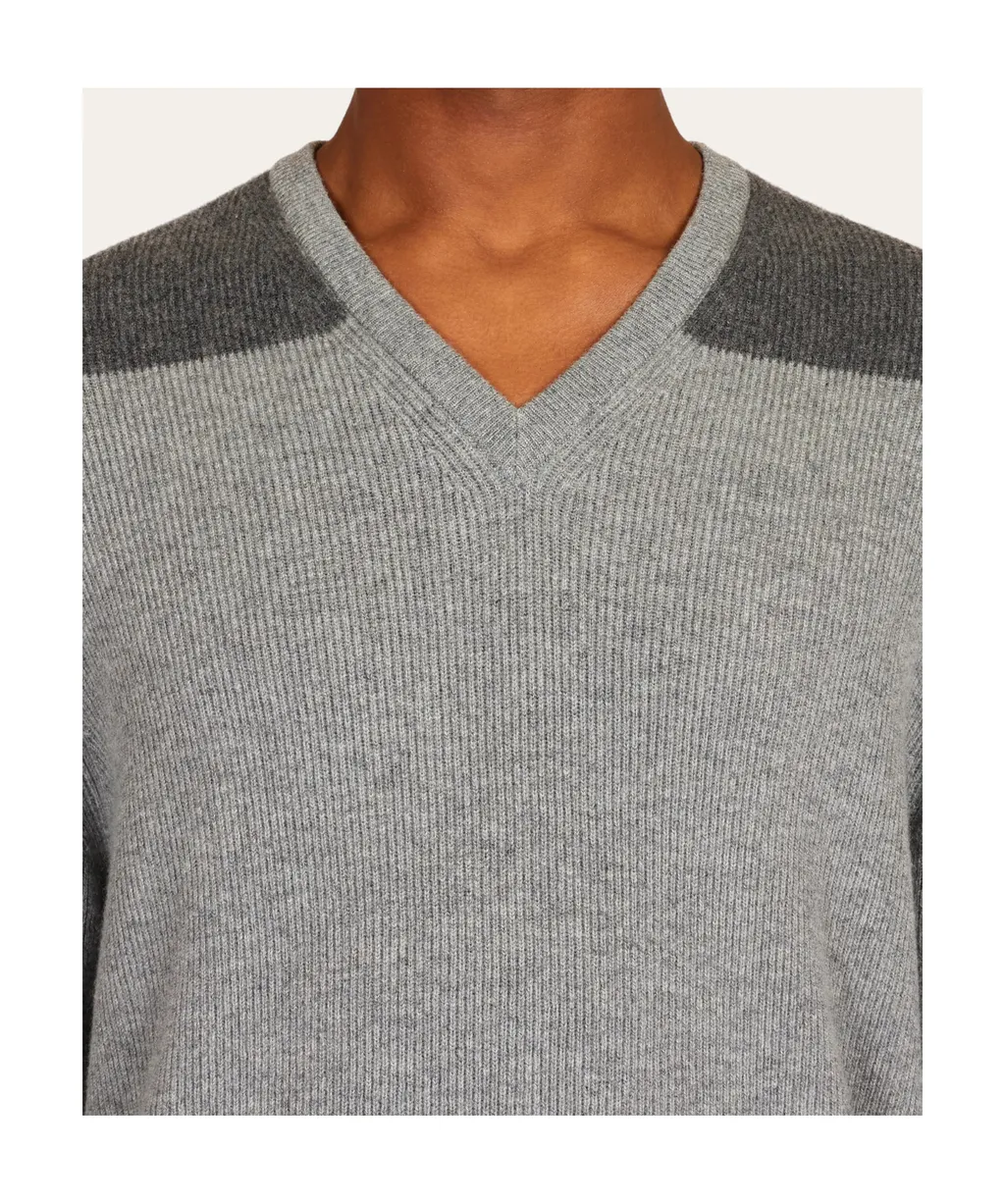 V-Neck Sweater With Stripe Detail