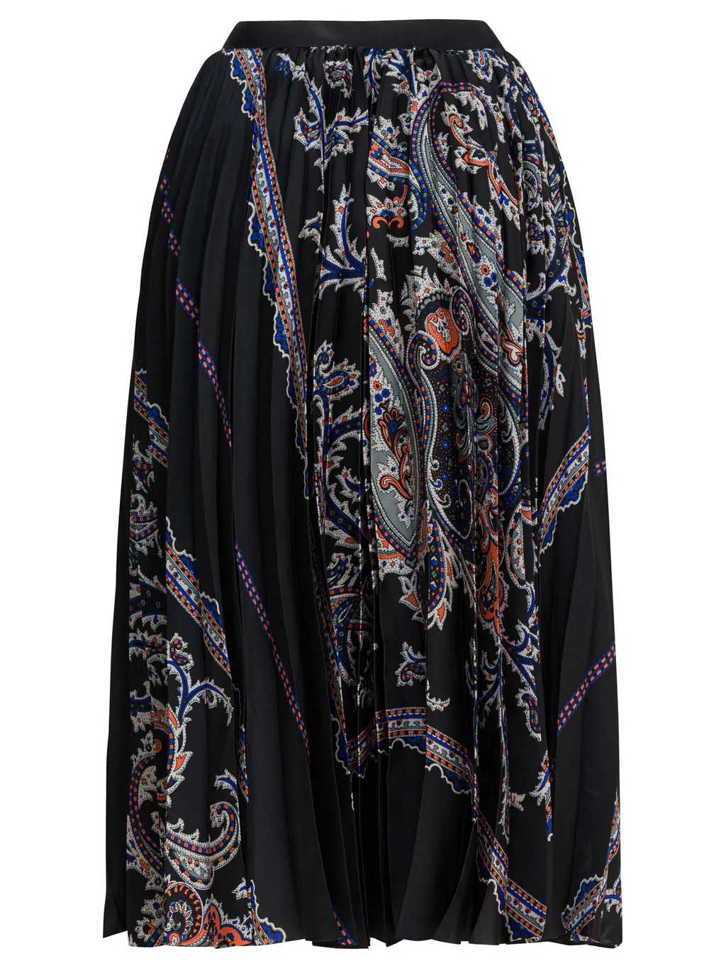 Sacai Paisley Printed Pleated Midi Skirt