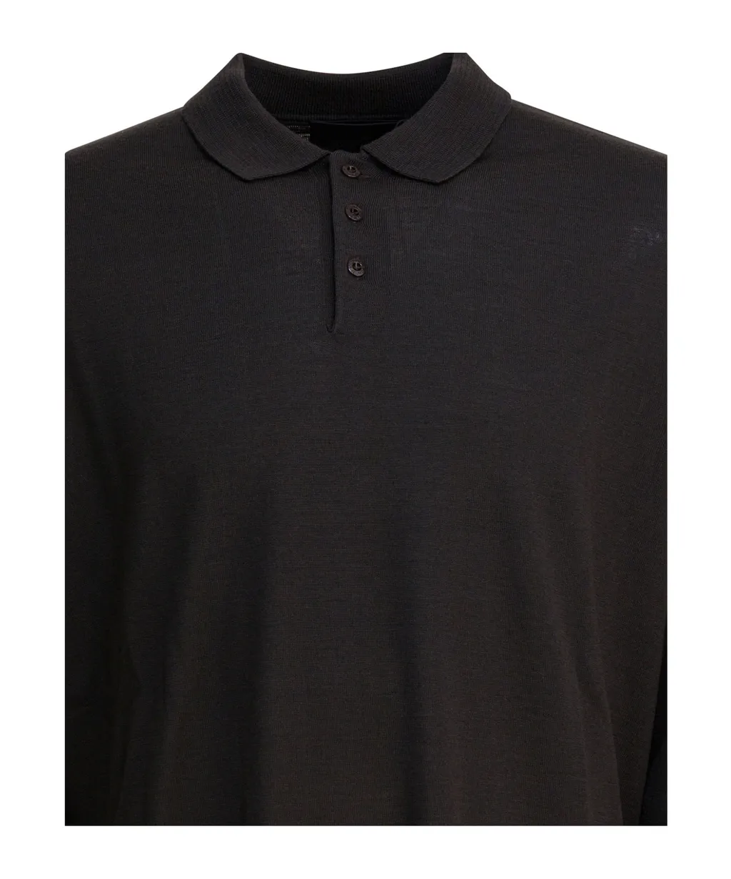 Stone Island Logo Patch Long Sleeved Polo Shirt