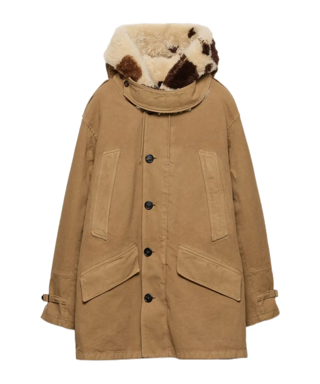 Hooded Shearling-Trimmed Parka