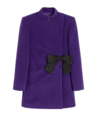 Valentino Bow Detailed Ruched Peacoat