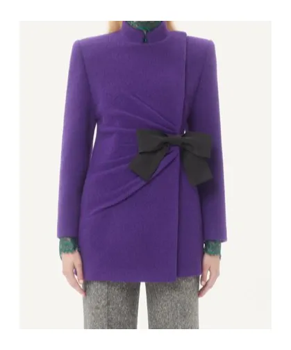 Valentino Bow Detailed Ruched Peacoat