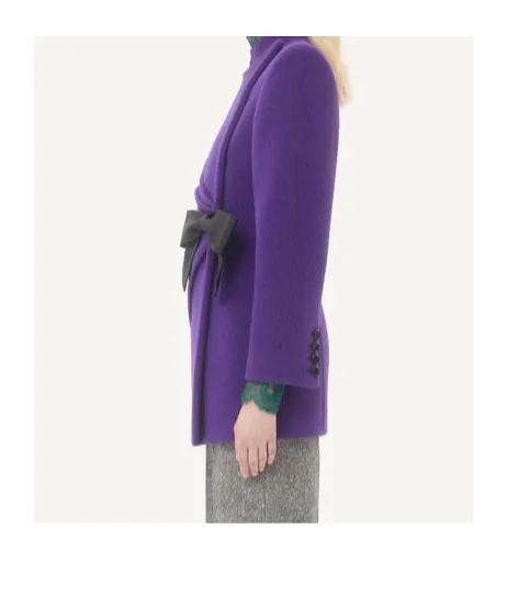 Valentino Bow Detailed Ruched Peacoat