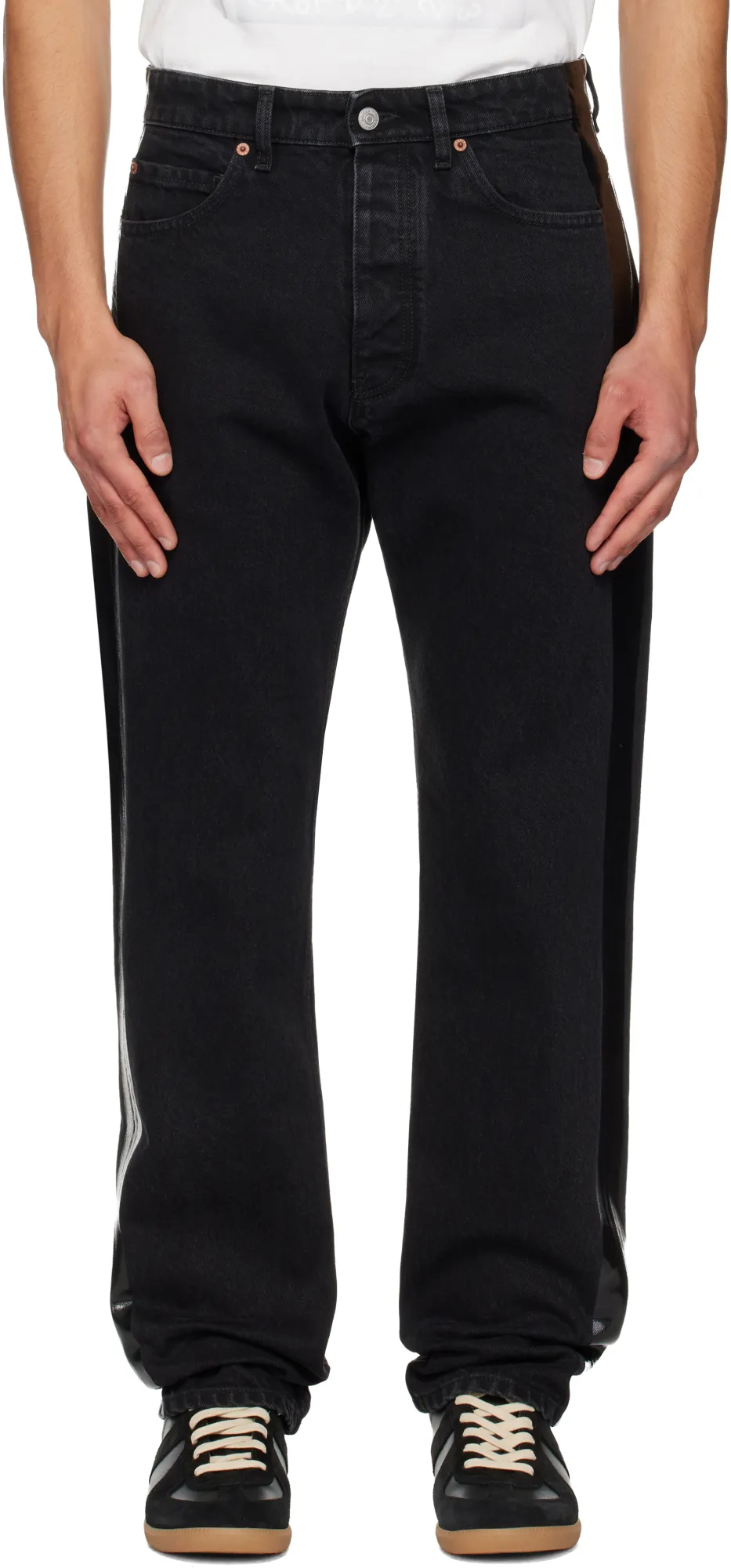 Mm6 Maison Margiela Logo Patch Taped Jeans