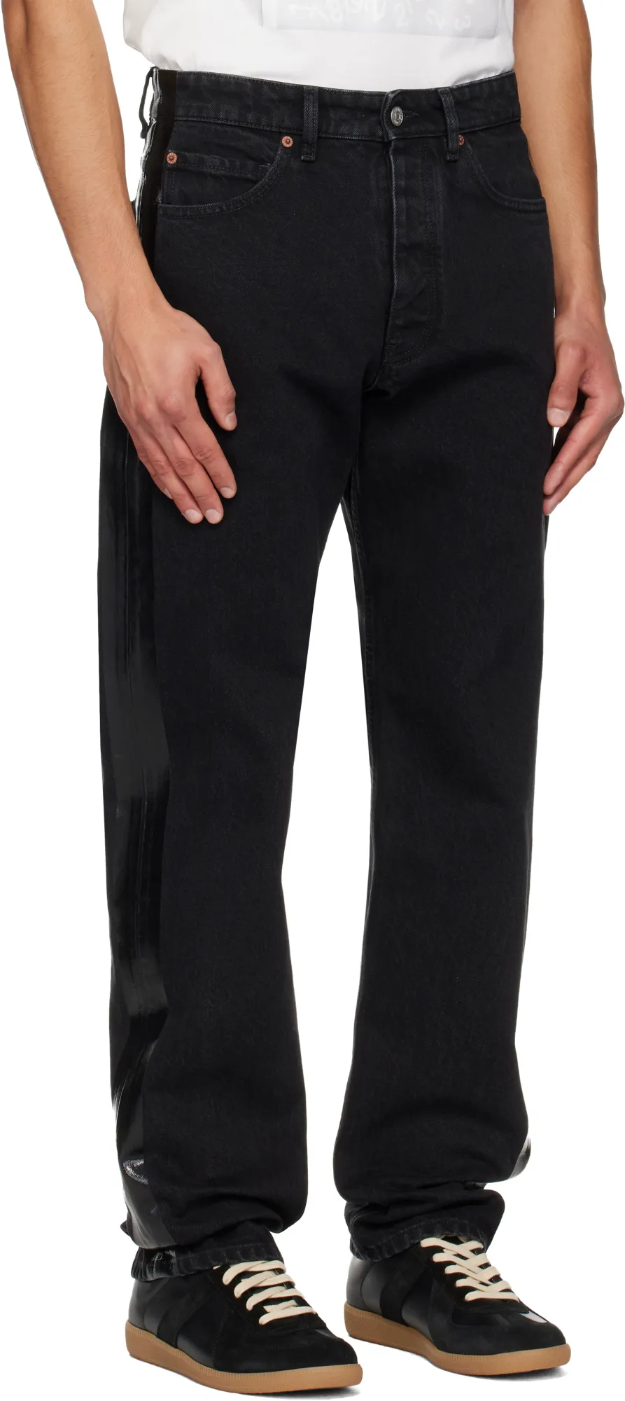 Mm6 Maison Margiela Logo Patch Taped Jeans