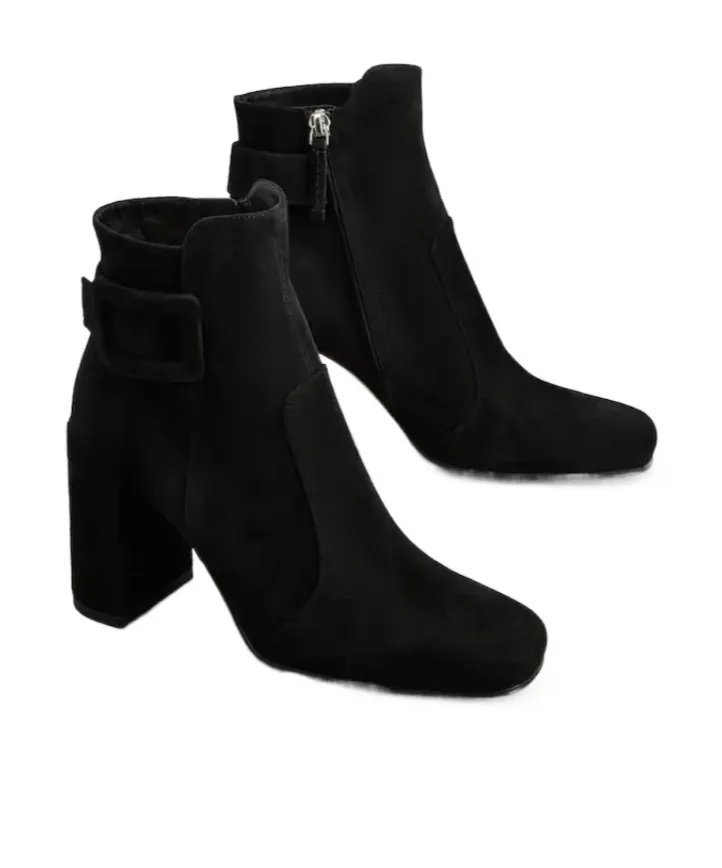 85Mm Buckle Block Heel Boots