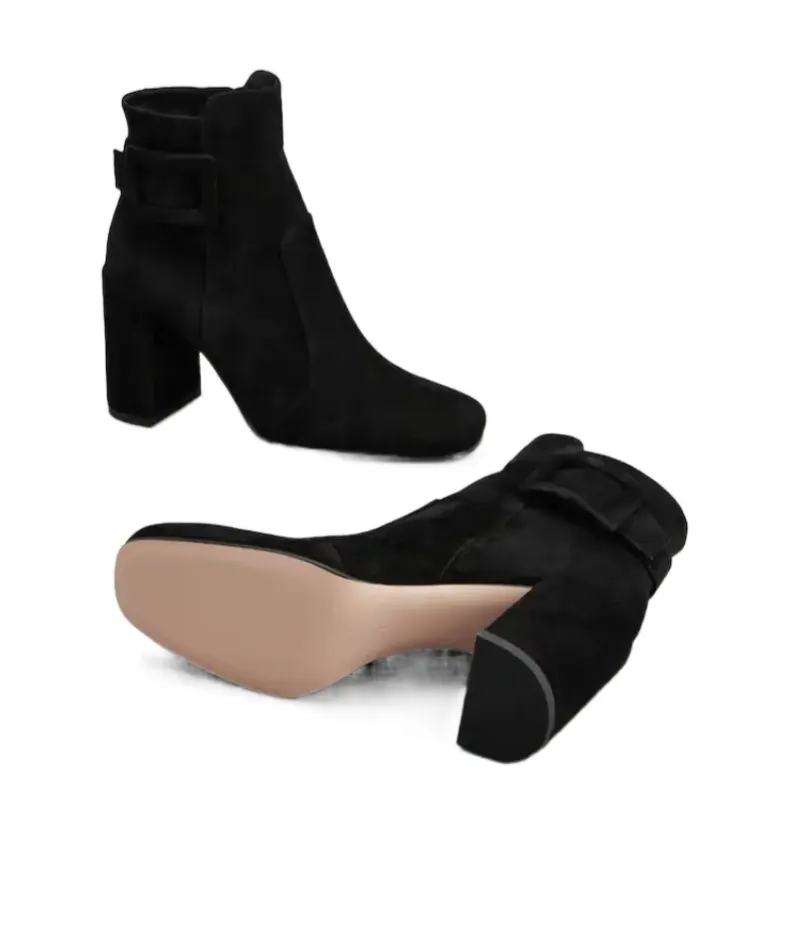 85Mm Buckle Block Heel Boots
