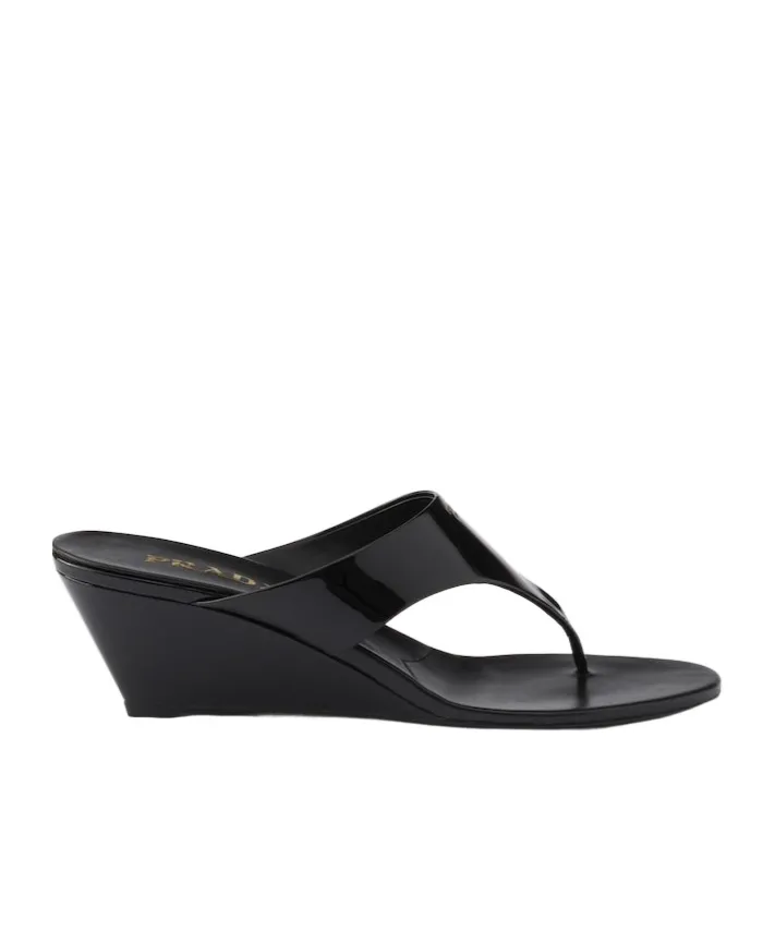 Patent-Leather Wedge Sandals