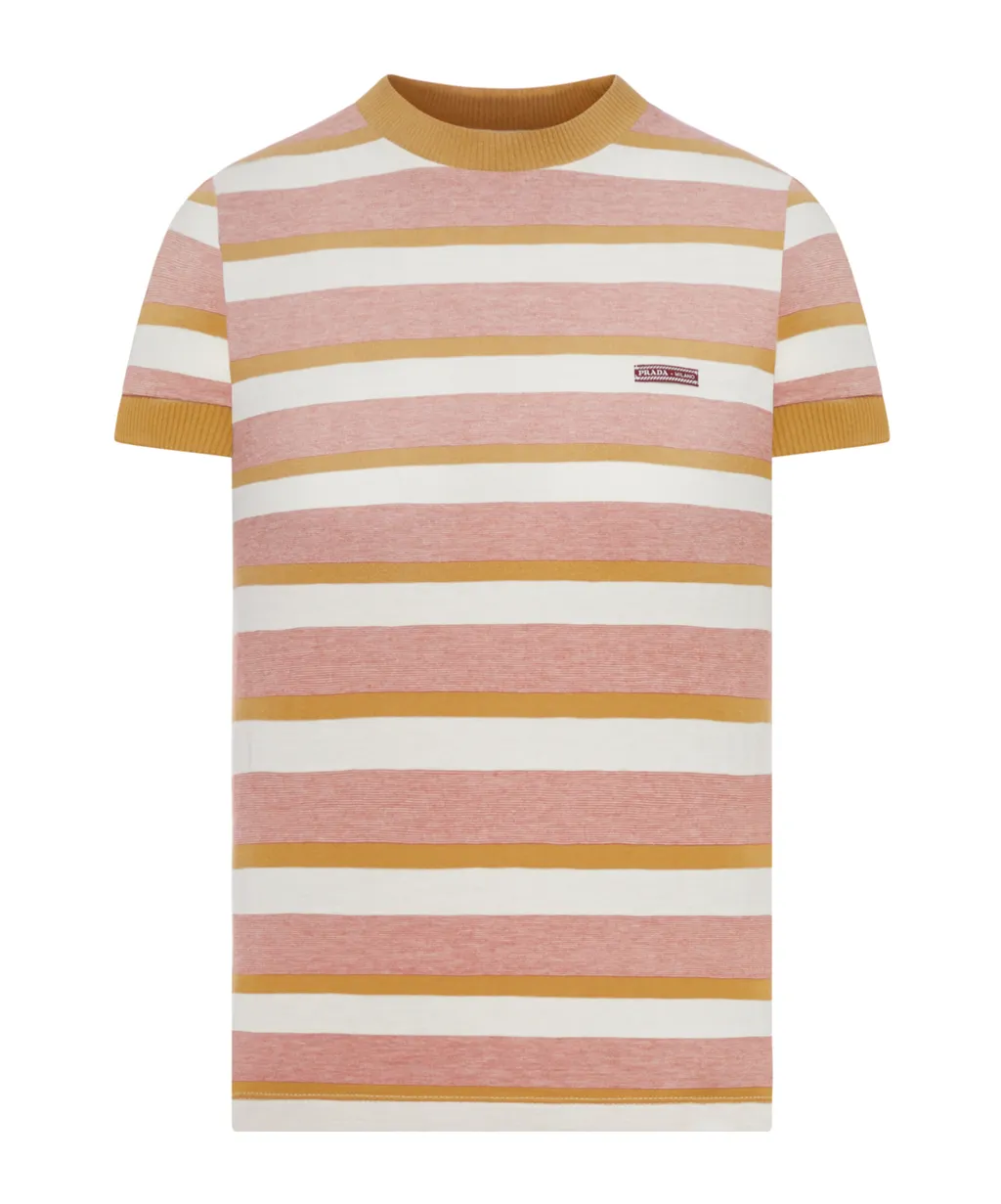 Striped Ribbed-Knit T-Shirt