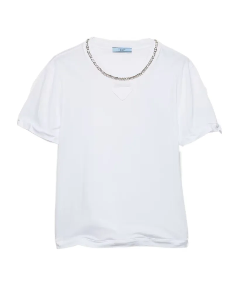 Prada Triangle-Patch Crewneck T-Shirt