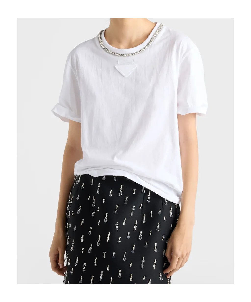 Prada Triangle-Patch Crewneck T-Shirt