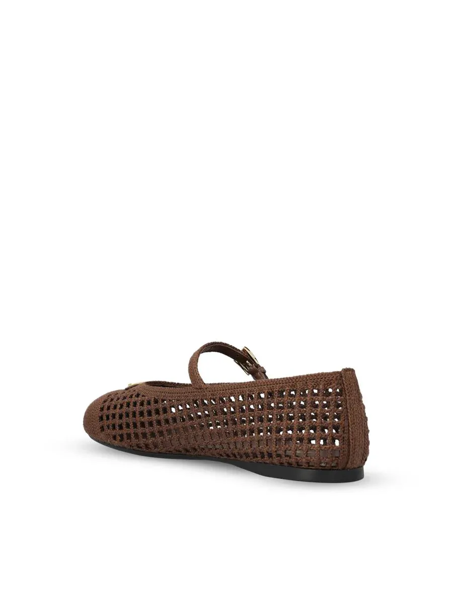 Prada Triangle-Logo Mesh Ballerinas