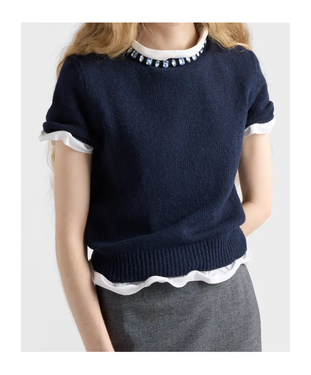 Prada Embellished Short-Sleeved Jumper