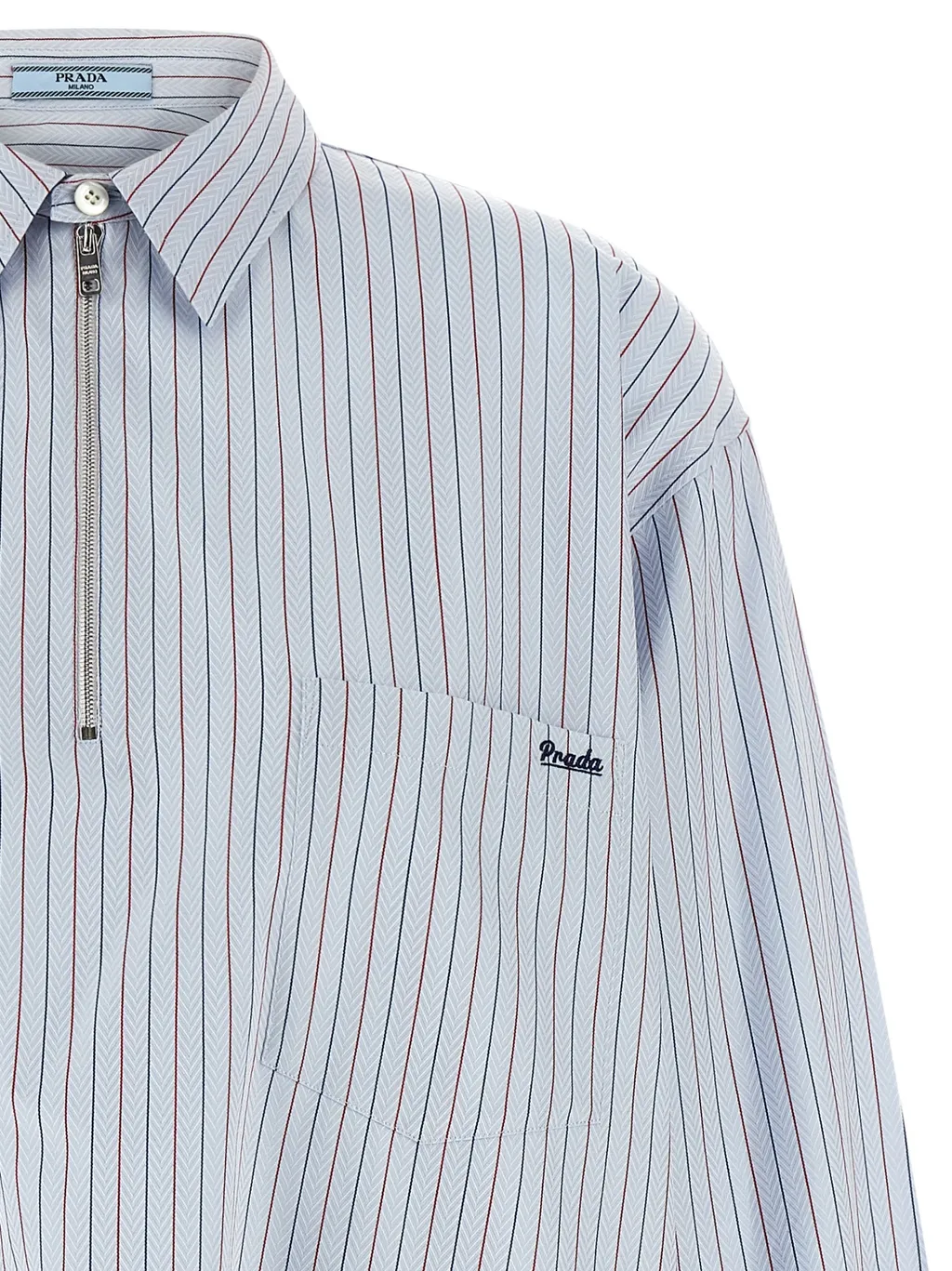 Prada Logo-Embroidered Striped Shirt
