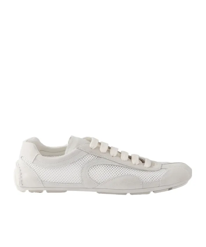 Prada Mesh-Panelled Lace-Up Sneakers