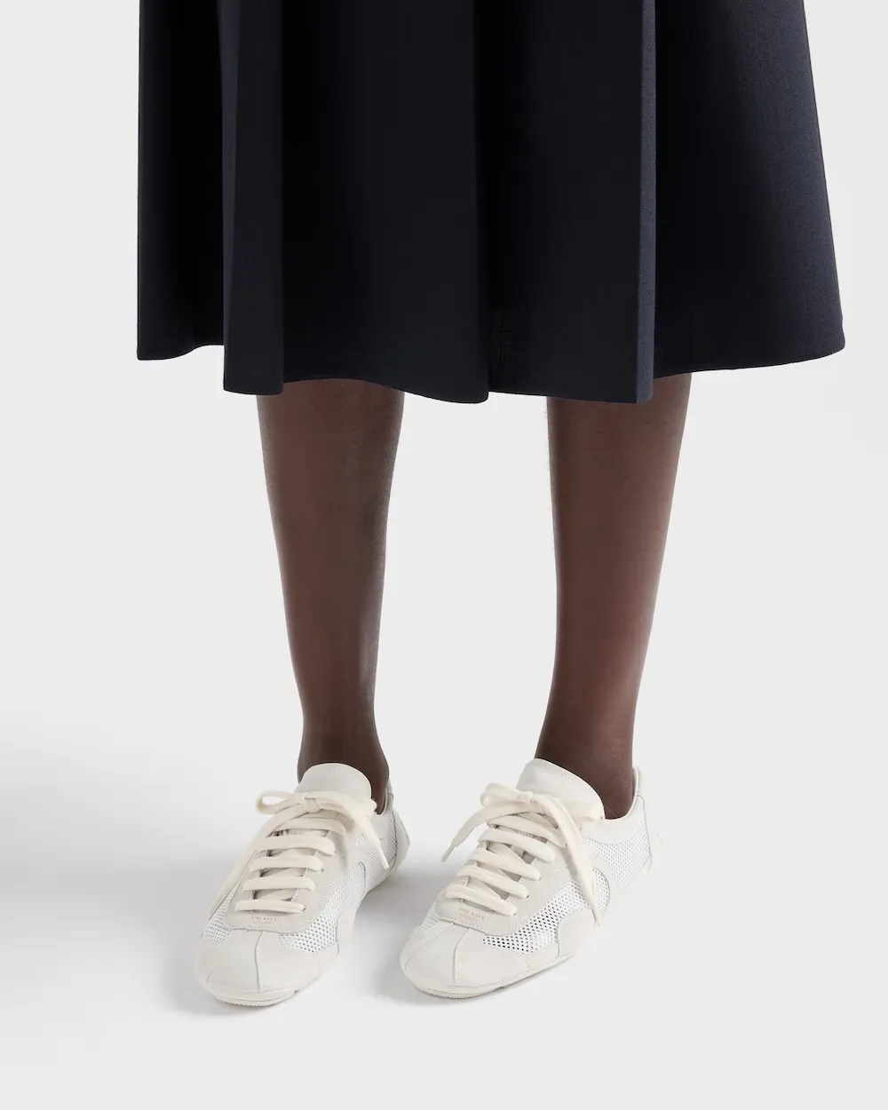 Prada Mesh-Panelled Lace-Up Sneakers