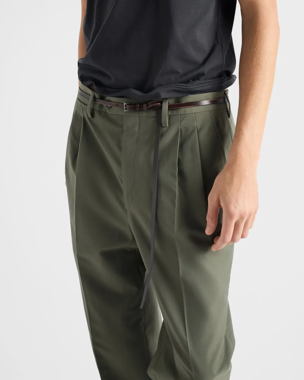 Prada Wide-Leg Pleated Trousers