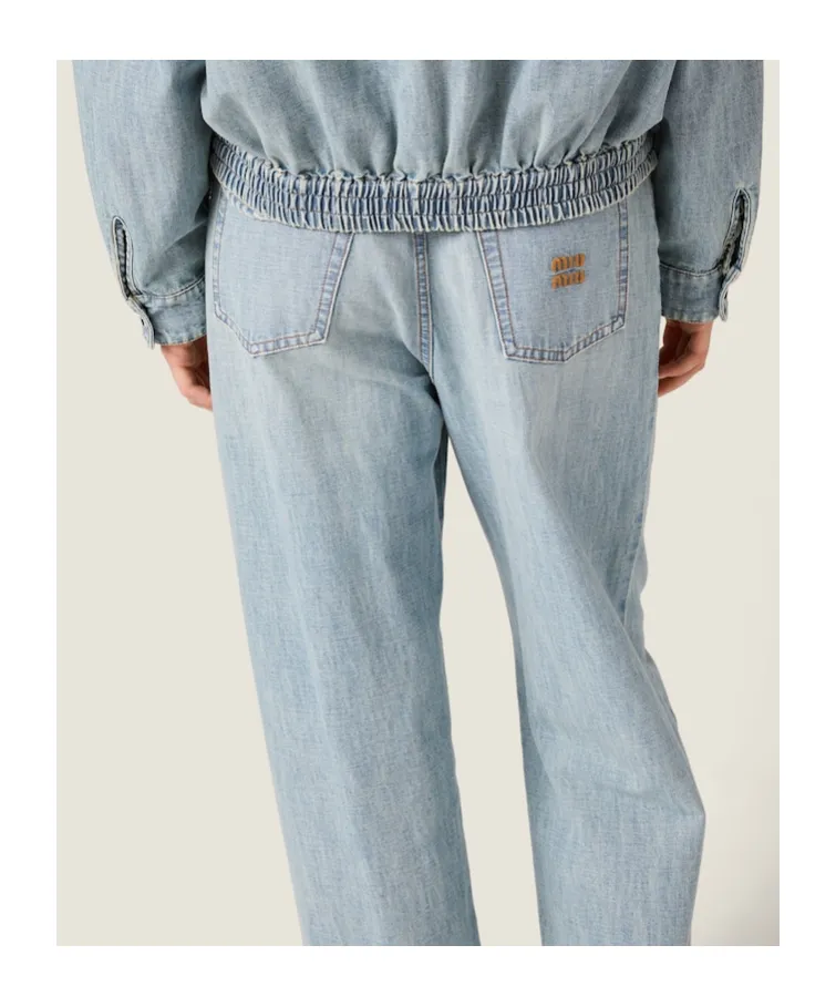 Miu Miu Logo-Embroidered Denim Jeans