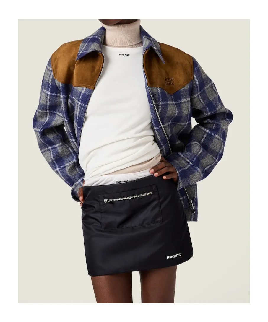 Miu Miu Technical Gazar Fleece Mini Skirt
