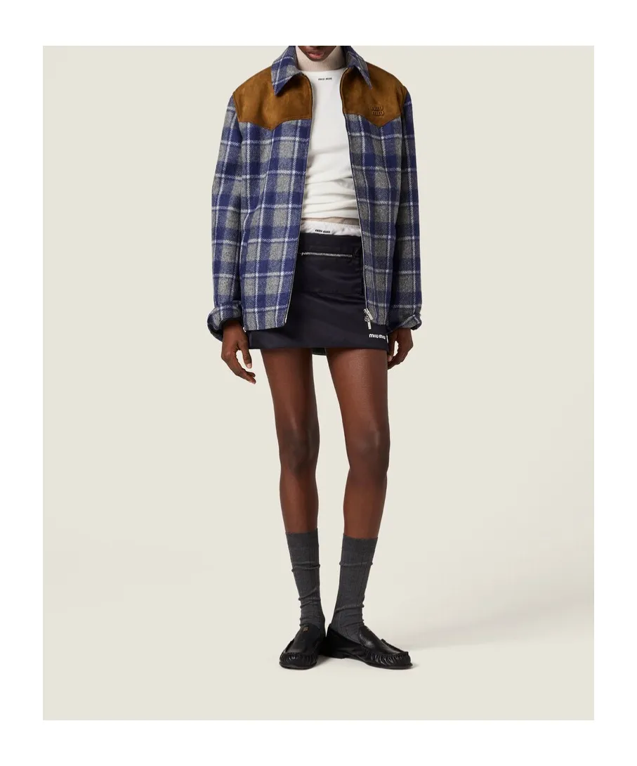 Miu Miu Technical Gazar Fleece Mini Skirt