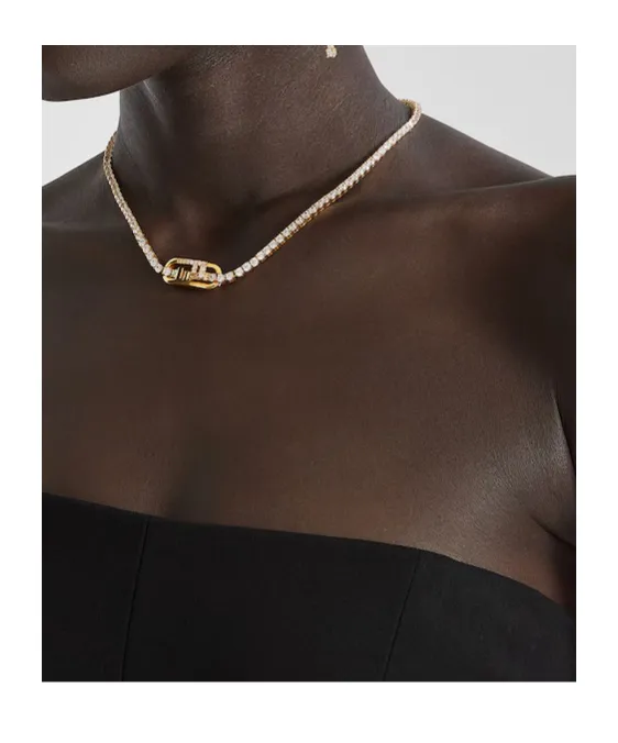 Fendi O'lock Embellished Necklace