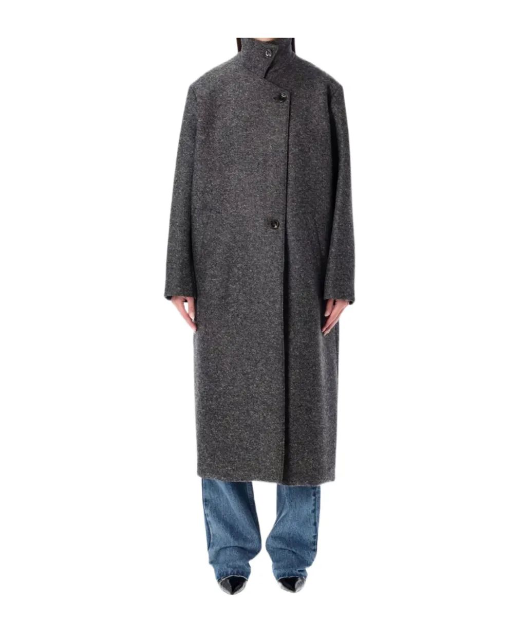 Soeur Long High Collar Coat With Side Pockets