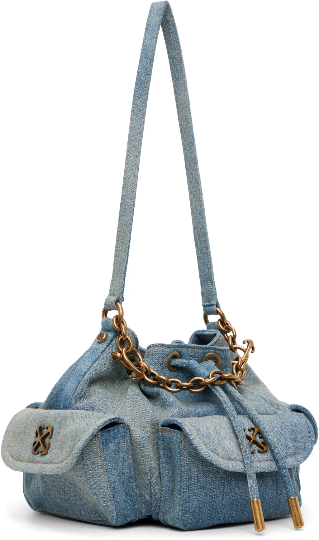 Off-White Logo Plaque Drawstring Shoulder Bag