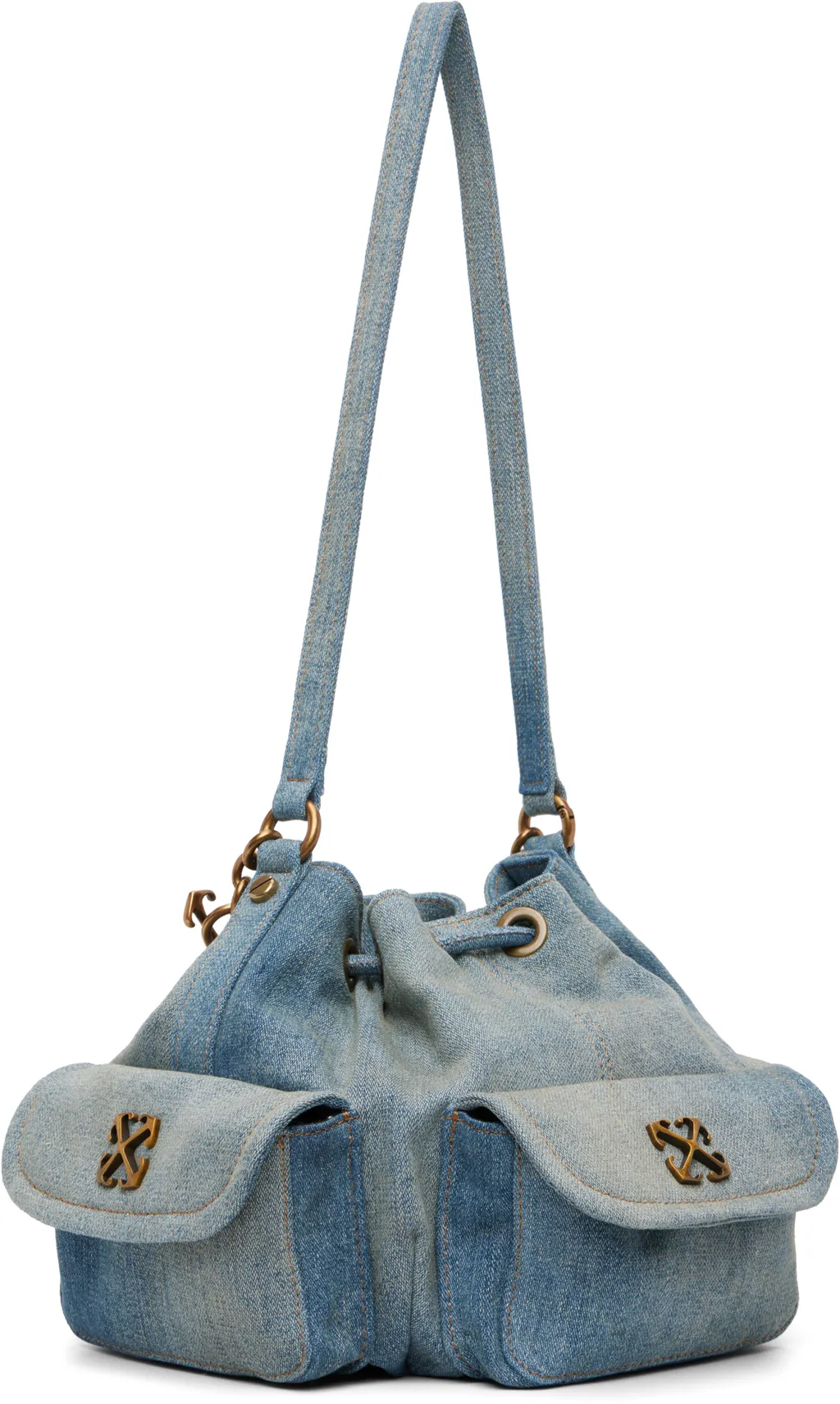 Off-White Logo Plaque Drawstring Shoulder Bag