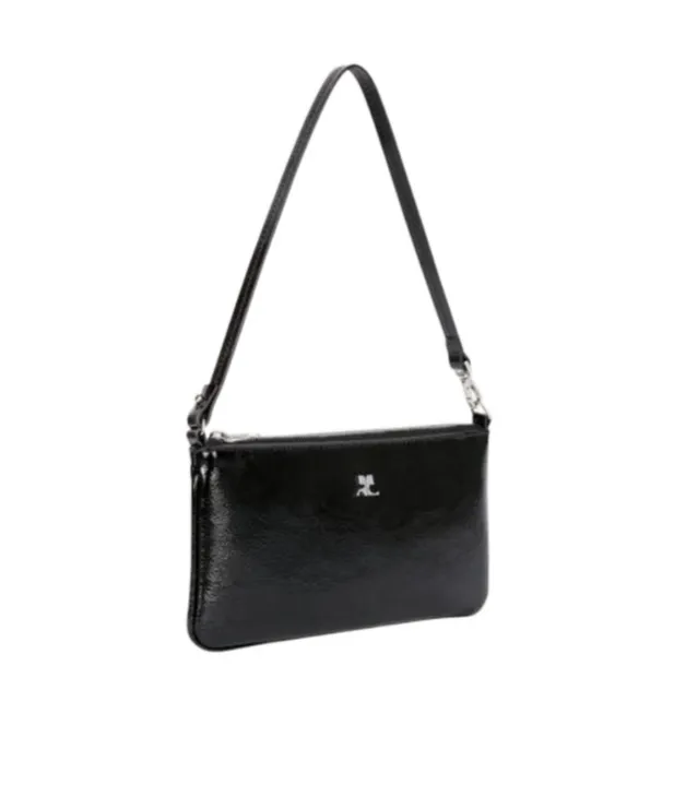 Courrges Logo-Plaque Zipped Naplack Pouch Bag
