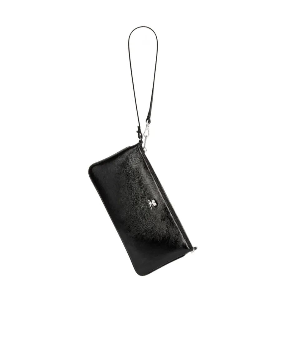 Courrges Logo-Plaque Zipped Naplack Pouch Bag