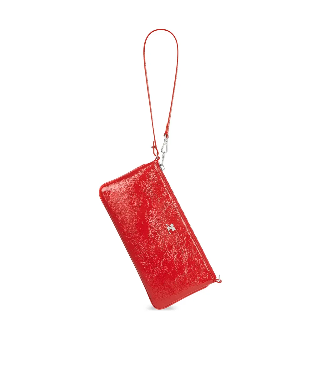 CourrÈGes Logo-Plaque Zipped Naplack Pouch Bag