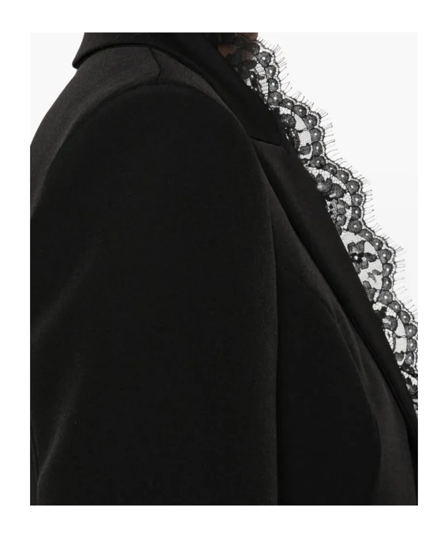 Lace-Detail Single-Breasted Jacket